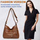 Multi-Layer Ladies Retro Crossbody Bag PU Leather Pure Color Luxury Shoulder Bag