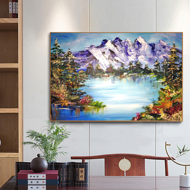 DIY Full Round Drill Diamond Painting Mountain River Mosaic Rhinestone Draw