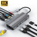 Jack USB Type-C Hub Gigabit Ethernet 8K Dual HDMI Docking Station For Laptop PC