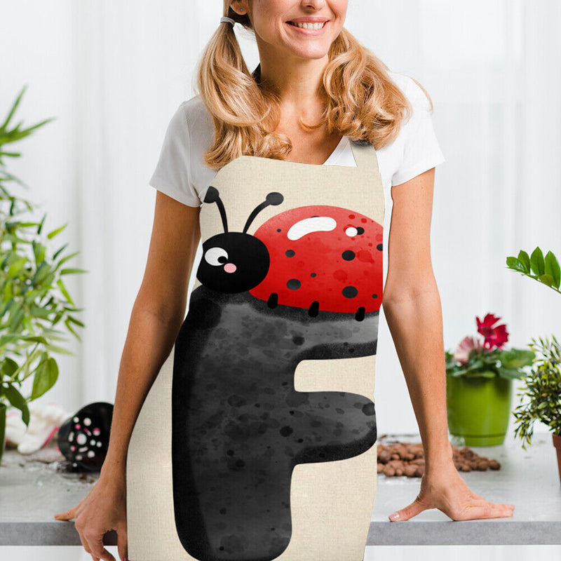 Insect F Print Apron Linen Waterproof Cooking Bibs Chefs Pinafore (68x55cm)