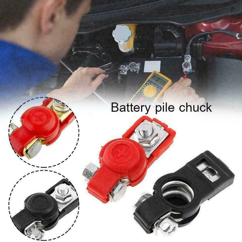 2Pcs Car Battery Terminal Adjustable Clamp Clip Connector Nagative K9E7 V9B6