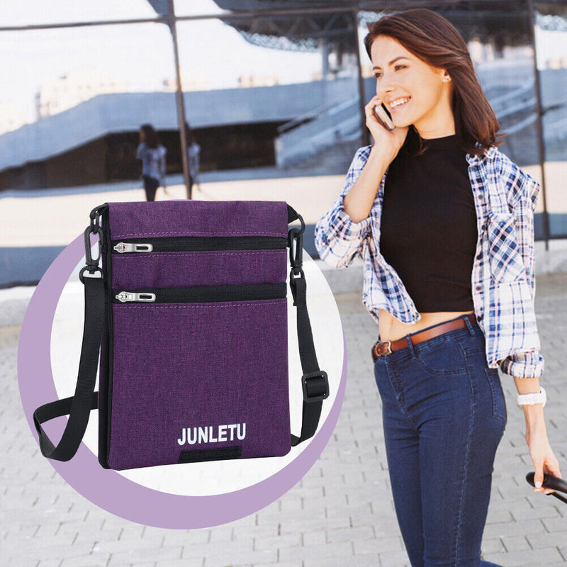 Waterproof Travel Shoulder Neck Bag Messenger Passport Holder (Purple) Newly