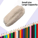 Stationery Storage Plush Pen Case Student School Cosmetic Organizer (White)