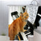 Cat Playing Piano Shower Curtain Anti Splash Bathroom Curtain Hanging Covers