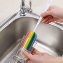 Detachable Rainbow Water Bottle Cup Mug Glass Washing Cleaning Sponge Brush J5X4