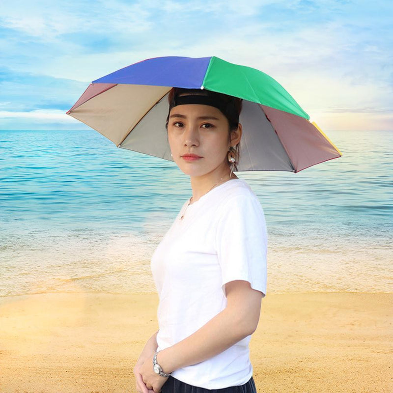5pcs Outdoor Portable Anti-Rain Anti-Sun Head Umbrella Hat (Watermelon Red)