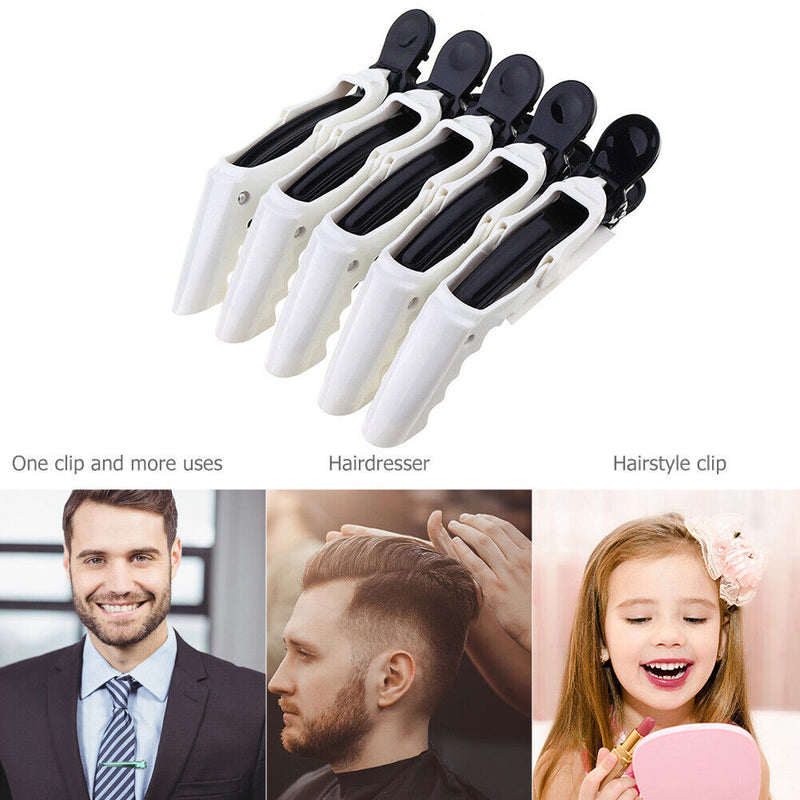 5pcs Sectioning Hair Clamps Alligator Clips Grips Hairpin (Black White) Newly