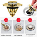 Stainless Steel Bathroom Sink Plug Wash Basin Bounce Drain Filter (Black)