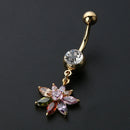 Personalized Flower Delicate Zircon Navel Umbilical Belly Ring (Colorful)