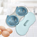 Microwave Egg Poacher 2 Cavity Boiled Egg Box Kitchen Cooking Gadget (Blue)