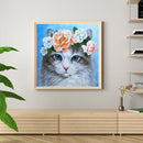 Handmade DIY Full Round Drill Diamond Painting 5D Cat Poster Kit for Home