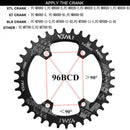 MTB Bike Chainring Bicycle Crankset Narrow Wide Chain 96BCD (Black 34T) Newly