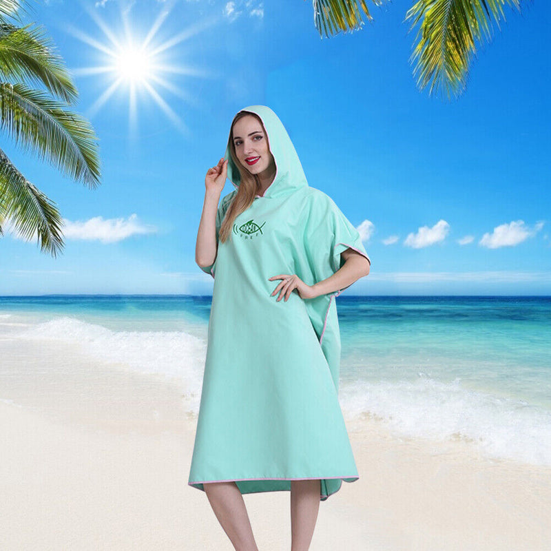 Water Absorb Quick Dry Hooded Wetsuit Changing Robe Surf Diving Swimming Towe