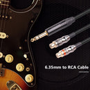 6.35mm Male to 2RCA Female Cable RCA to 1/4 inch Adapter Cord Line for Studio