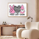 5D DIY Diamond Painting Full Round Drill Peace Love Gnome Wall Decor Rhinestone