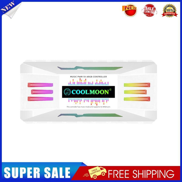 CoolMoon ARGB Controller 4 Pin PWM 5V 3 Pin for PC Case Cooling Fan (White)