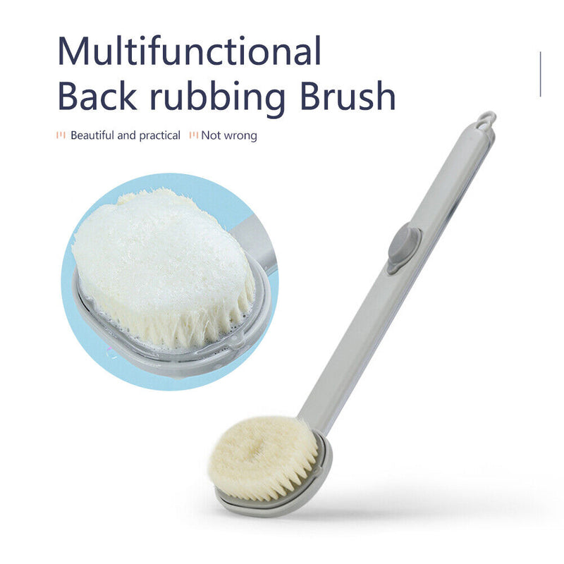 Long Handle Exfoliating Bath Skin Brush Body Scrub Shower Cleaning (Grey)