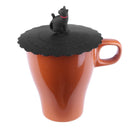 Silicone Cup Lid Heat Resistant Leakproof Reusable Sealed Cover (Black Cat)