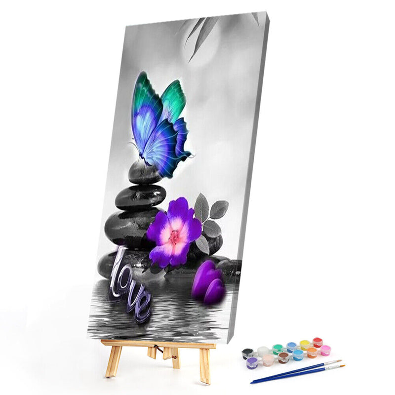 Stone Butterfly Oil Paint By Numbers Kits Canvas Picture DIY Wall Art Craft Set