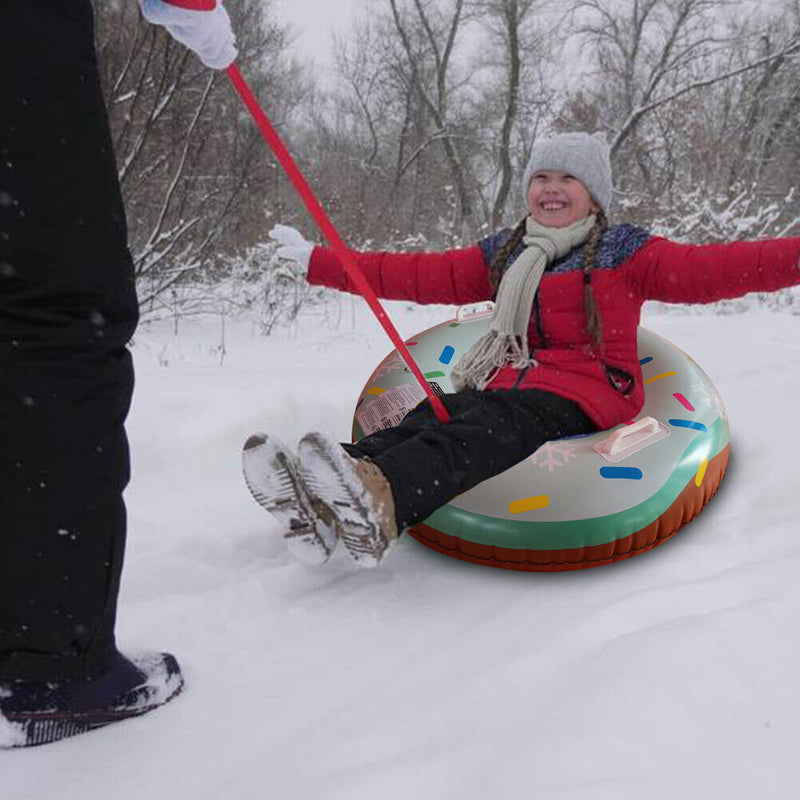 Inflatable Doughnut Ski Circle Snow Sled Tire Tube Skiing Pad Winter Snow Game