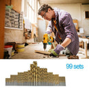 99pcs 4241 HSS High-speed Steel Twist Drill Drilling Tool Kit Newly