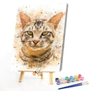Cat Oil Paint By Numbers DIY Handpainted on Canvas Wall Art Picture Crafts