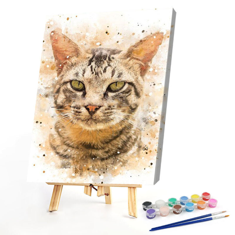 Cat Oil Paint By Numbers DIY Handpainted on Canvas Wall Art Picture Crafts