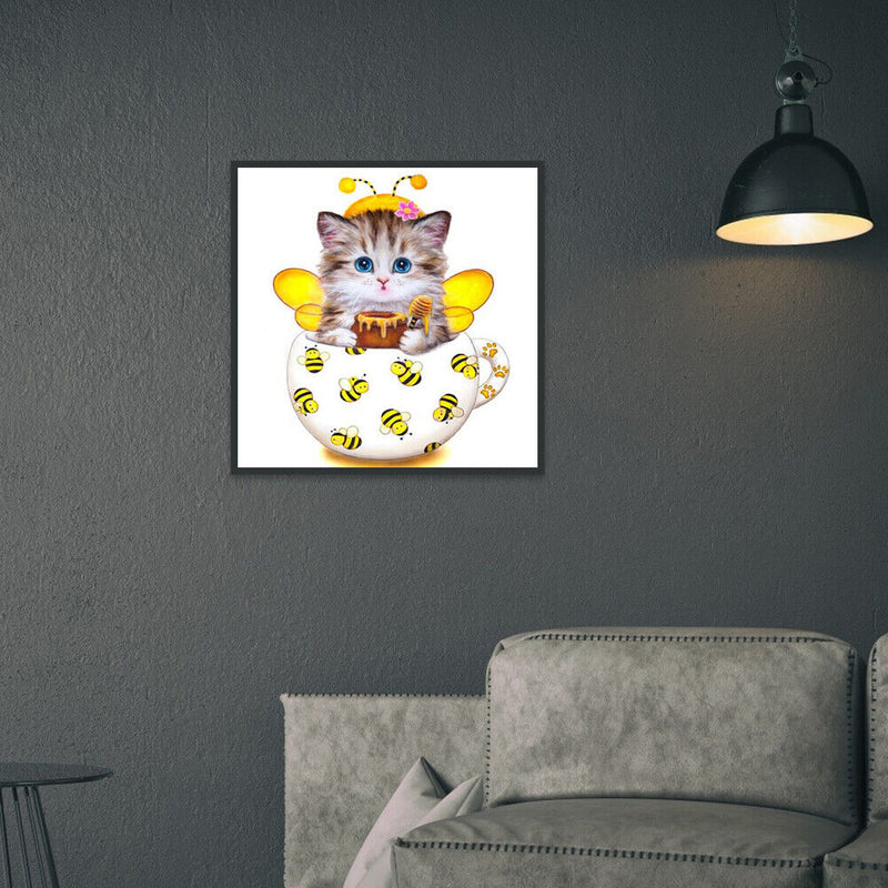 5D DIY Full Drill Diamond Painting Kitten Cross Stitch Embroidery Mosaic