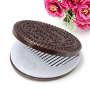 Office Use Dark Brown Chocolate Pocket Mirror Cookie Shaped Mirror with Comb