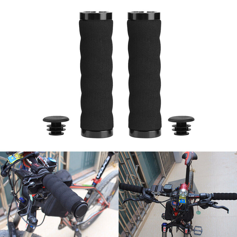 Bicycle Sponge Lock Handlebar Grips Soft Mountain Bike Handle Cover (Black)
