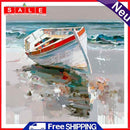 Beach Boat Oil Paint By Numbers DIY Acrylic Painting on Canvas Frameless Art Kit