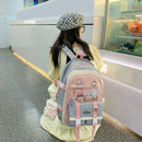 Japanese Harajuku Backpack School Students Hit Color Mochila with Pendant Badge