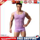 Sexy Lace Men Breathable Perspective Vests Tank Tops Undershirt(Purple/XL)