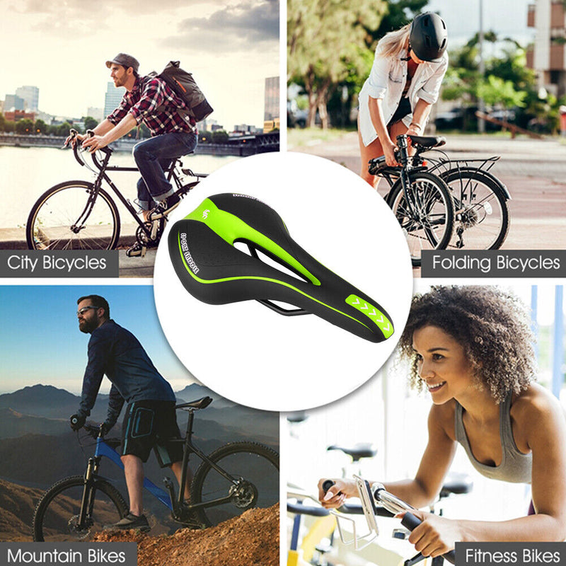 YAFEE MTB Bike Seat Saddle Soft Bicycle Breathable Hollow Cushion (Green) Newly