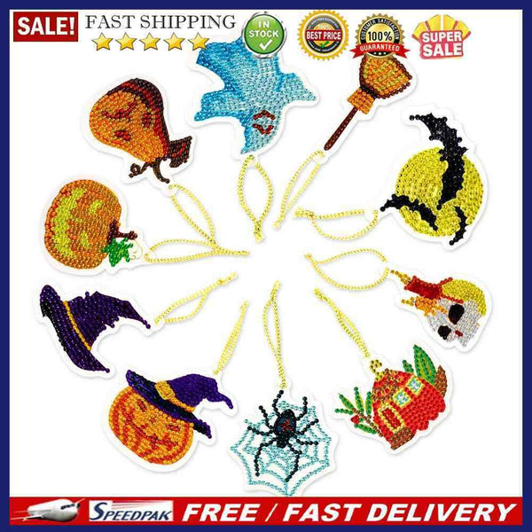 10pcs Halloween DIY Diamond Painting Pendant Full Drill Mosaic Ornament Kit