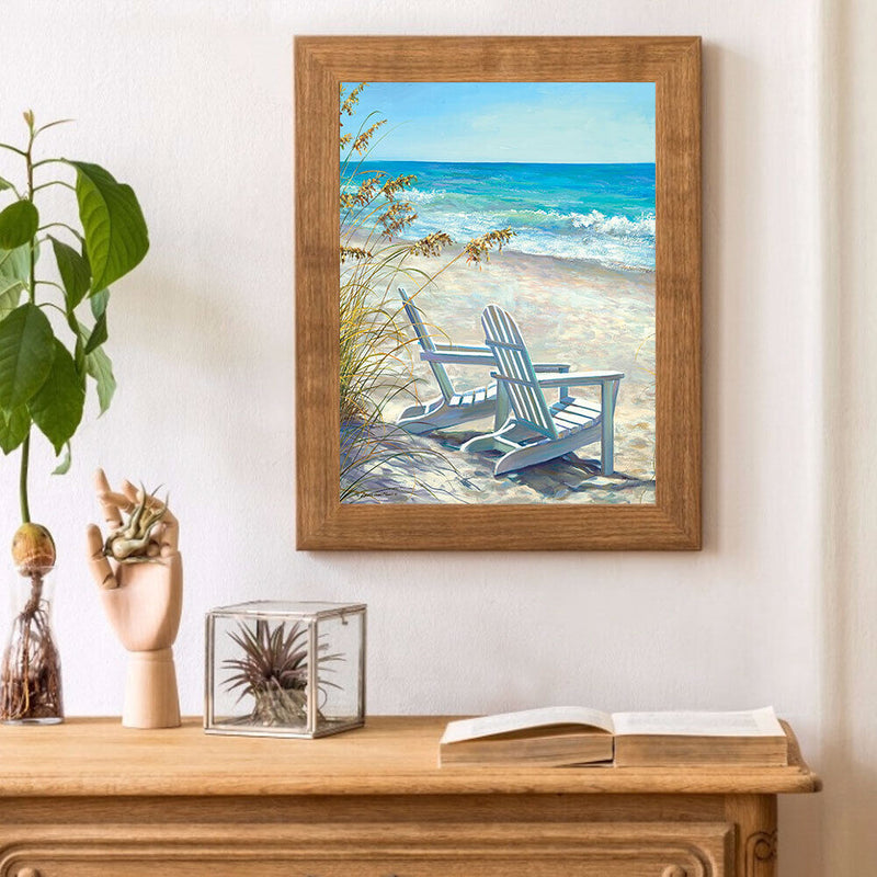 Seaside Lounger Oil Paint By Numbers DIY Handpainted on Canvas Wall Art Unframed