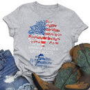 Independence Day American Tree Print Tea T-Shirt (Light Grey M)