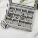 2017 Velvet Glass Jewelry Display Box Tray Holder Storage Box Organizer