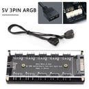 Desktop Computer ARGB Fan Hub Case+Cable 5V 3PIN PC RGB Cooler Splitter Set