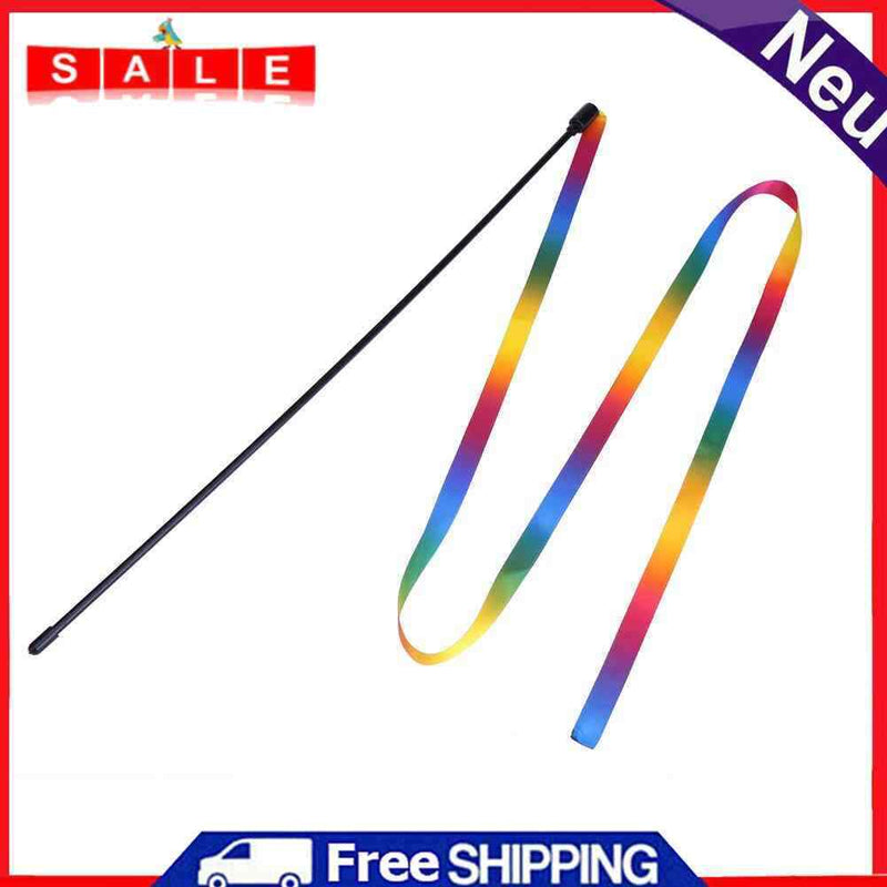 Interactive Toys for Cats, Rainbow Colors, Fabric Ribbon