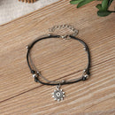 Women Summer Beach Leather Jewelry Anklets Sun Pendant Beads Charm  Foot Chain