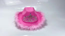 Western Style Cowboy Hat Warped Brim with Sequin Decoration Crown Cowgirl Hat`