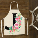 Flower J Printed Linen Apron Waterproof Cooking Bibs Pinafore (82x68cm)