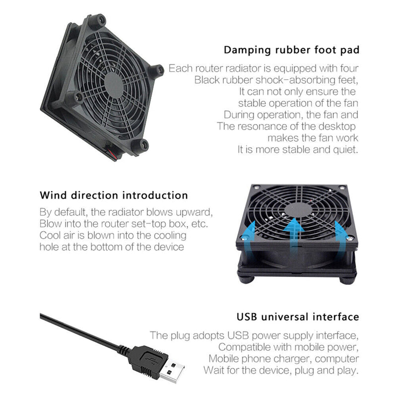 TV Set Top Box Router Cooling Fan USB Heat Dissipation Cooler 1500RPM Radiator