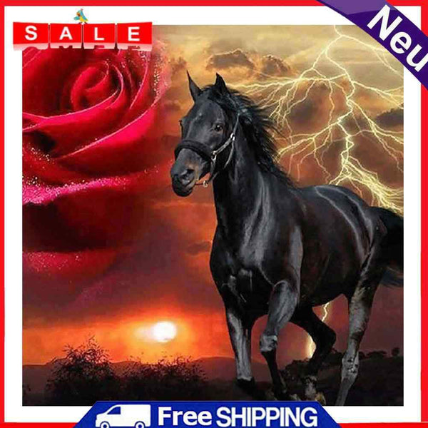 Rhinestone Picture 5D DIY Craft Full Round Drill Diamond Painting Rose Horse