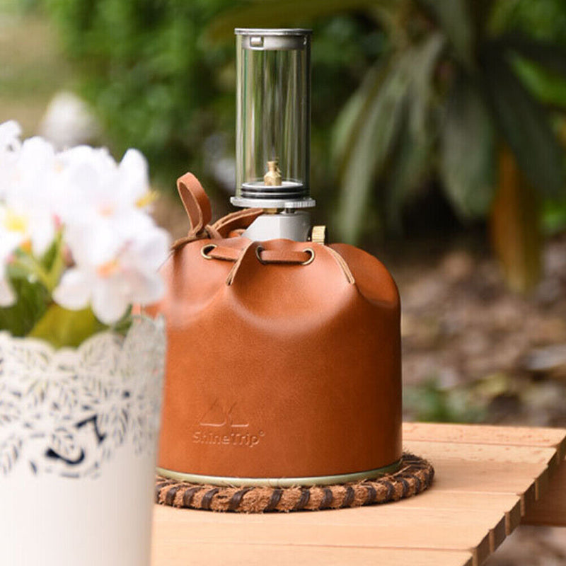 Camping Gas Bottle Protective Cover Retro Leather Sleeve (Coffee 350x112mm)