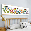Owl Welcome Sign 14CT Counted Embroidery DIY Cotton Thread Partial Cross Stitch