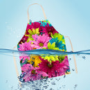 Flowers Printed Kitchen Aprons Waterproof Linen Oil-proof Apron (68x55cm)