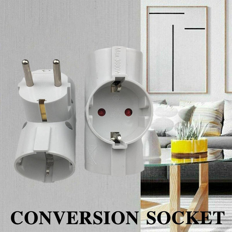 EU/DE Plug Triple Plug Protective Contact Multiple Plug Power Adapter~
