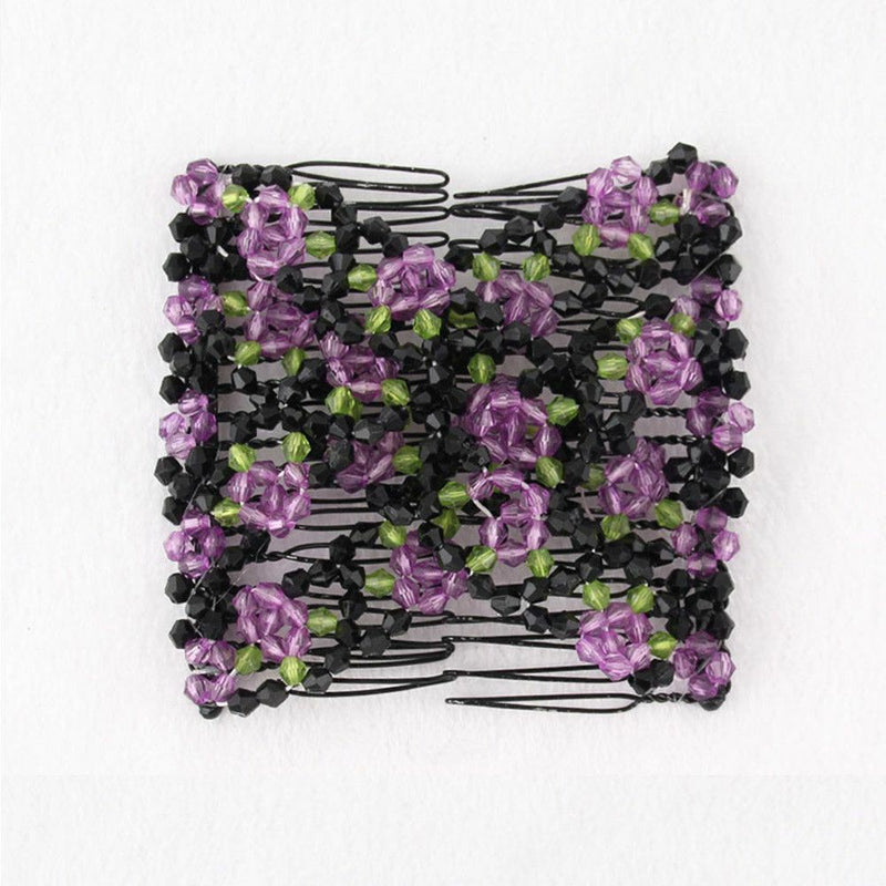 Women Girls Magic Beads Double Hair Comb Hair Combs Clips Elasticity